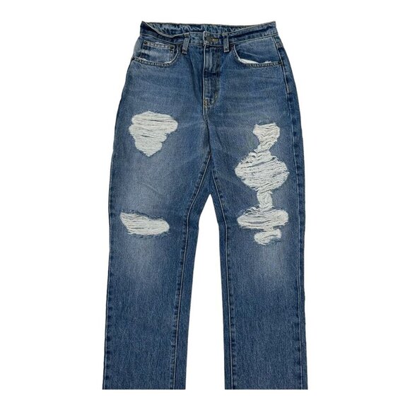 CARMAR Women SZ 26 Distressed Denim Jean High Rise-Straight leg-Raw Hem- Blue - Picture 2 of 10